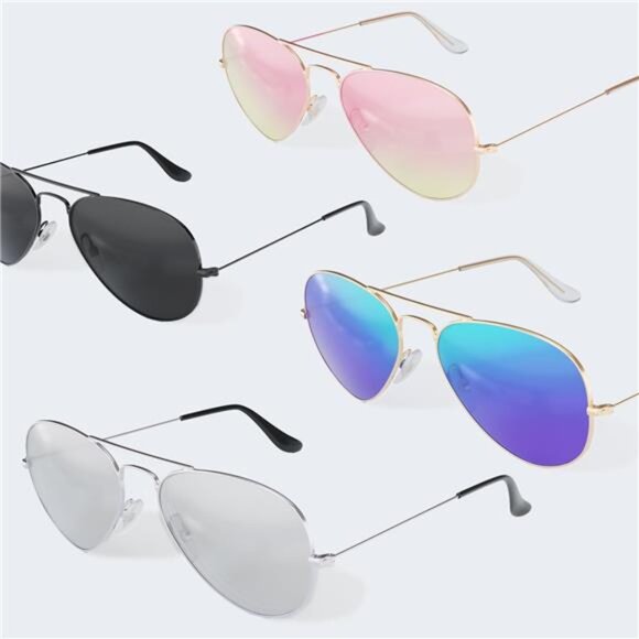 Aviator Sunglasses Men Women Polarized Metal Mirror UV400 Sun Glasses Gold Black - Picture 5 of 7